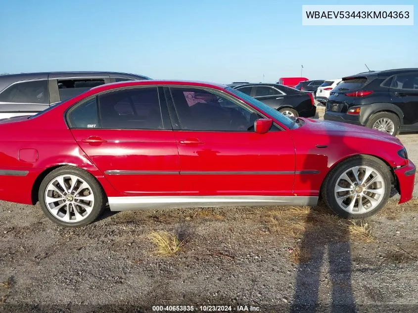 2003 BMW 330I VIN: WBAEV53443KM04363 Lot: 40653835