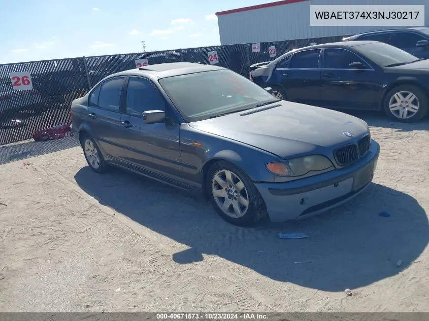 2003 BMW 325I VIN: WBAET374X3NJ30217 Lot: 40671573