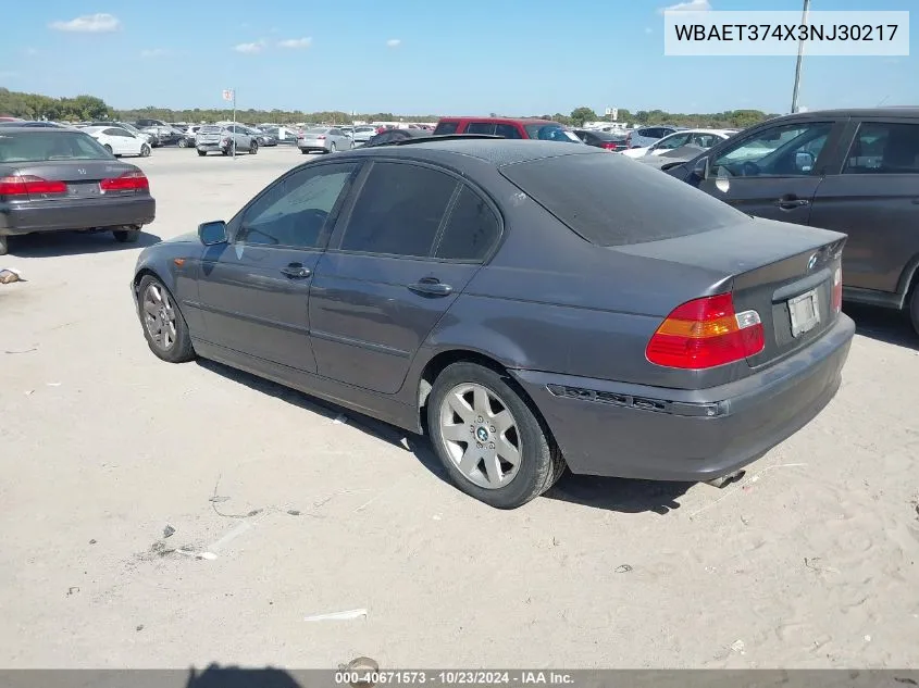 2003 BMW 325I VIN: WBAET374X3NJ30217 Lot: 40671573