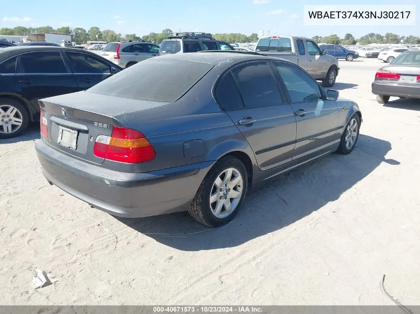 2003 BMW 325I VIN: WBAET374X3NJ30217 Lot: 40671573