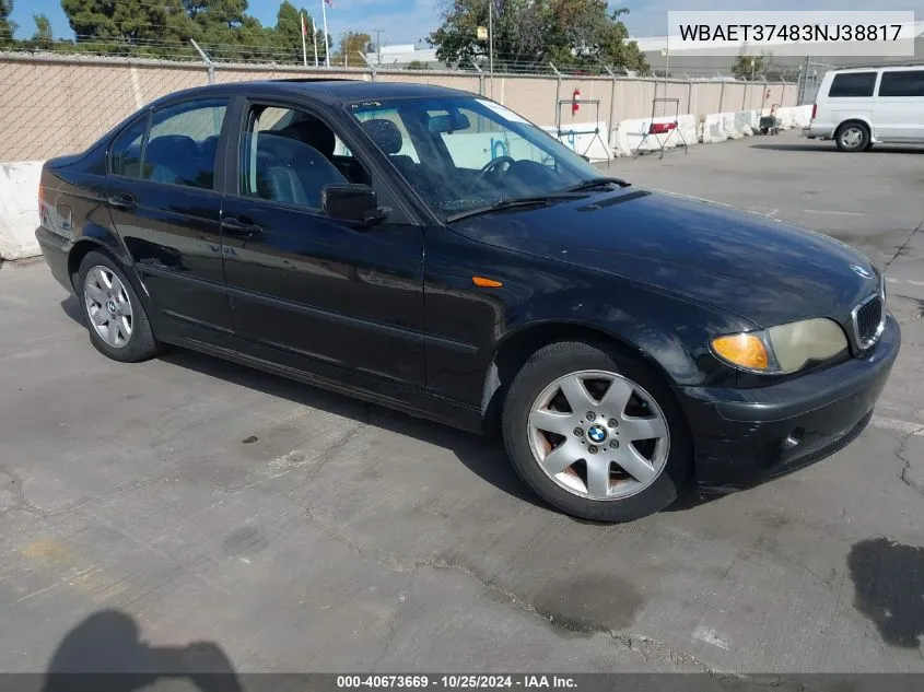 2003 BMW 325I VIN: WBAET37483NJ38817 Lot: 40673669