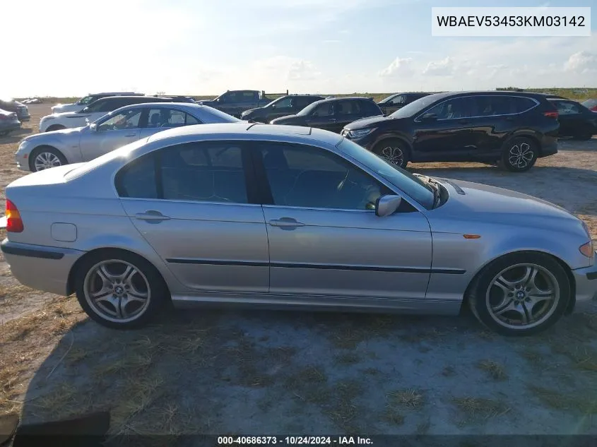 2003 BMW 330I VIN: WBAEV53453KM03142 Lot: 40686373