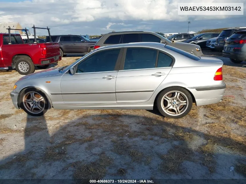 2003 BMW 330I VIN: WBAEV53453KM03142 Lot: 40686373