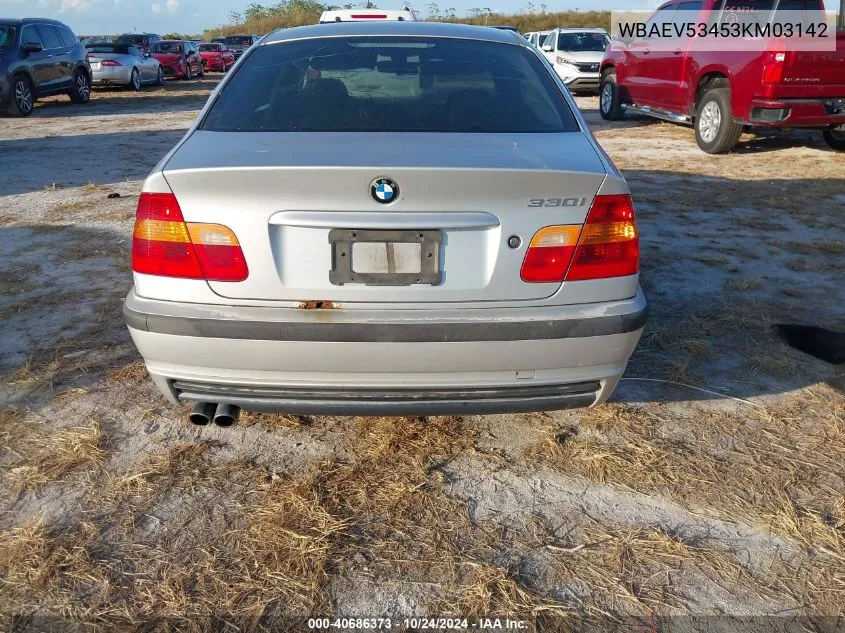 2003 BMW 330I VIN: WBAEV53453KM03142 Lot: 40686373