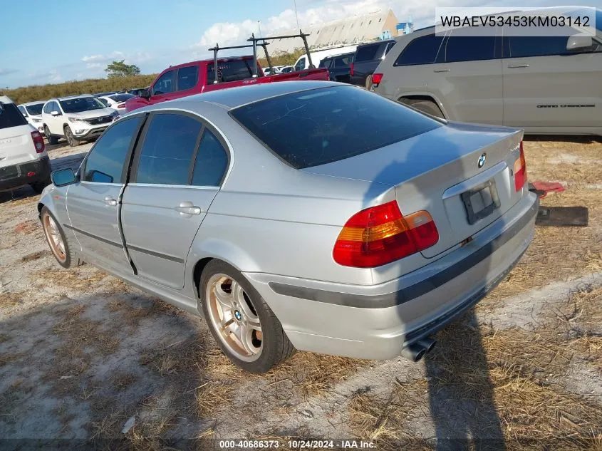 2003 BMW 330I VIN: WBAEV53453KM03142 Lot: 40686373