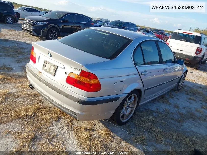 2003 BMW 330I VIN: WBAEV53453KM03142 Lot: 40686373