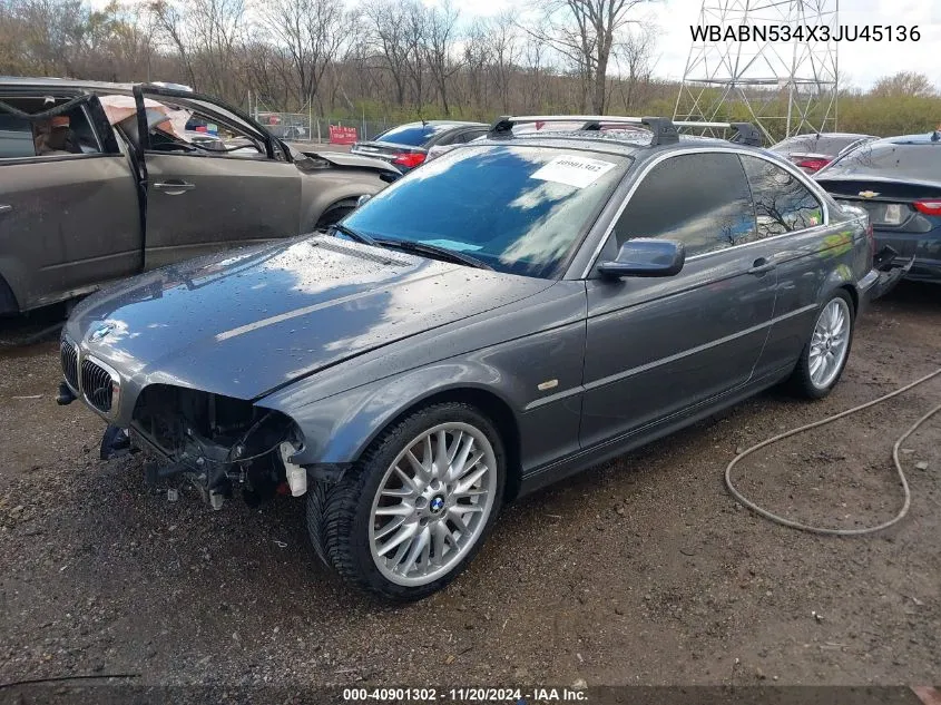 2003 BMW 330Ci VIN: WBABN534X3JU45136 Lot: 40901302