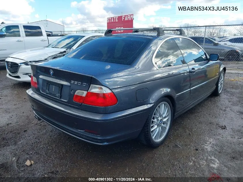 2003 BMW 330Ci VIN: WBABN534X3JU45136 Lot: 40901302