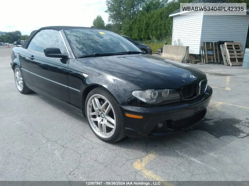 2004 BMW 330 Ci VIN: WBABW53404PL42335 Lot: 12087987