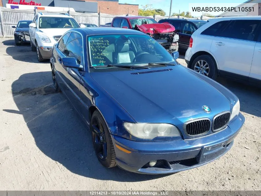 2004 BMW 3 Series VIN: WBABD53434PL10551 Lot: 12114213