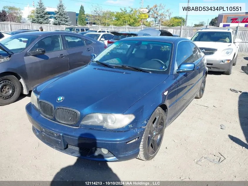 2004 BMW 3 Series VIN: WBABD53434PL10551 Lot: 12114213