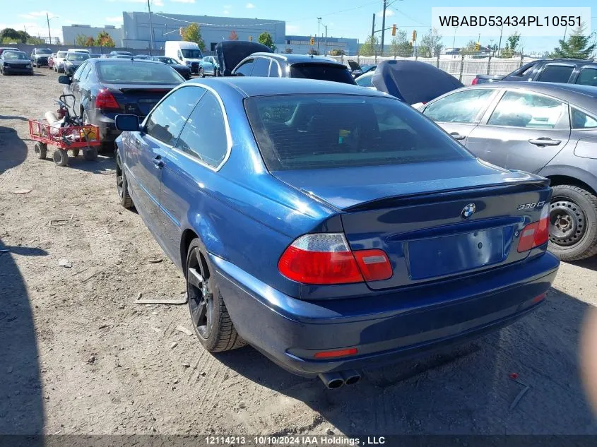 2004 BMW 3 Series VIN: WBABD53434PL10551 Lot: 12114213