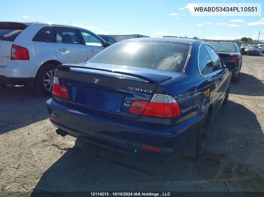 2004 BMW 3 Series VIN: WBABD53434PL10551 Lot: 12114213