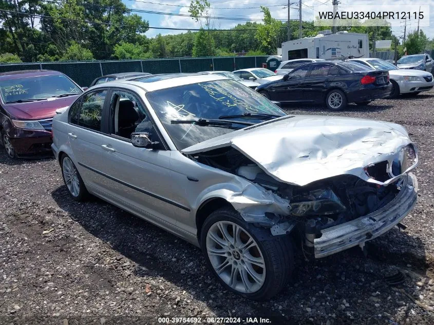 2004 BMW 325Xi VIN: WBAEU33404PR12115 Lot: 39754692