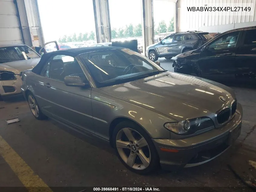 2004 BMW 325Ci VIN: WBABW334X4PL27149 Lot: 39868491