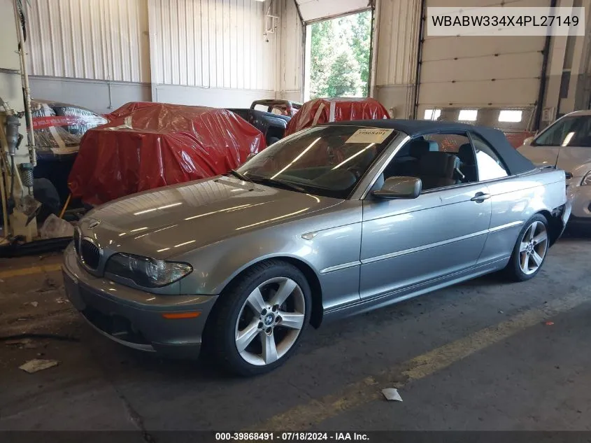 2004 BMW 325Ci VIN: WBABW334X4PL27149 Lot: 39868491