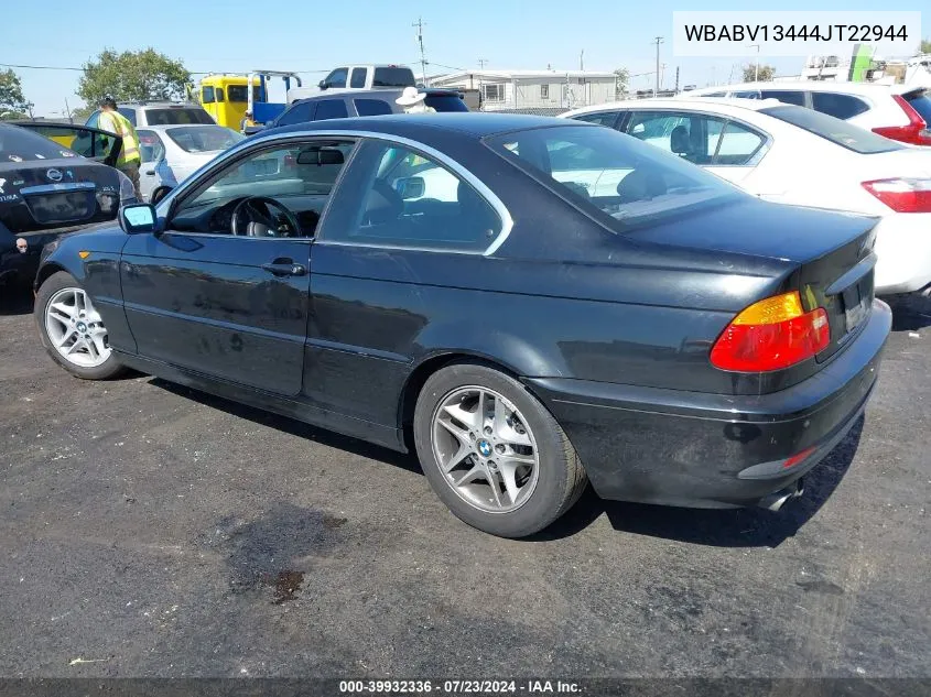 2004 BMW 325Ci VIN: WBABV13444JT22944 Lot: 39932336