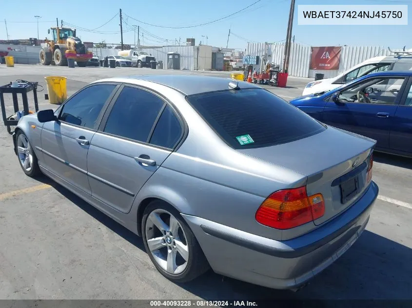 2004 BMW 325I VIN: WBAET37424NJ45750 Lot: 40093228