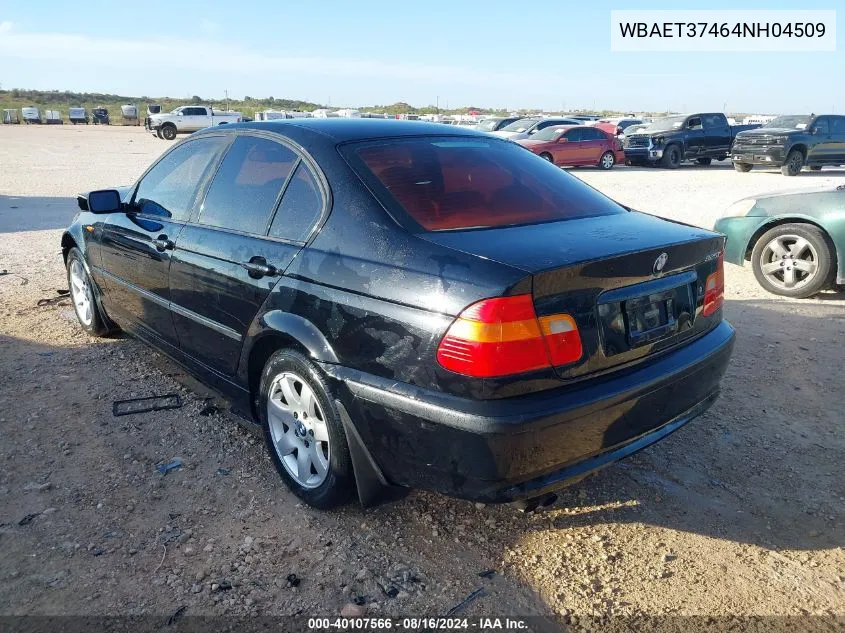 2004 BMW 325I VIN: WBAET37464NH04509 Lot: 40107566