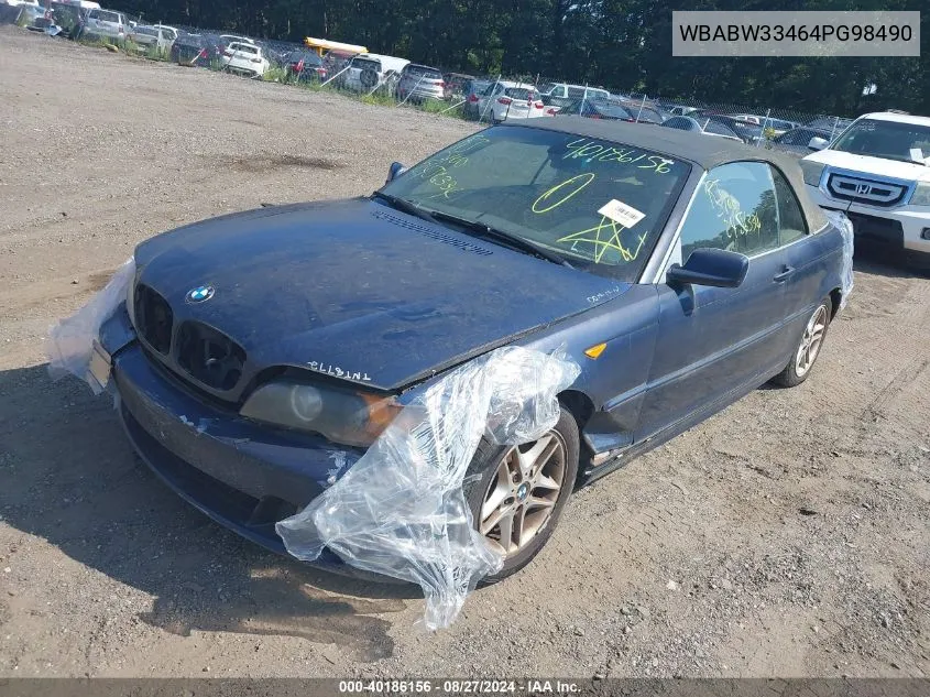 2004 BMW 325Ci VIN: WBABW33464PG98490 Lot: 40186156