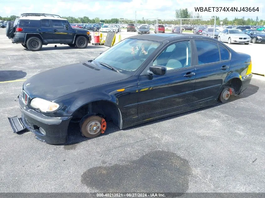 2004 BMW 325I VIN: WBAET374X4NJ43664 Lot: 40213521