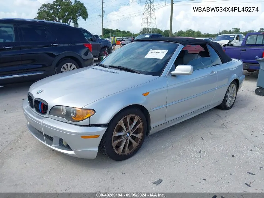 2004 BMW 330Ci VIN: WBABW534X4PL45274 Lot: 40289194