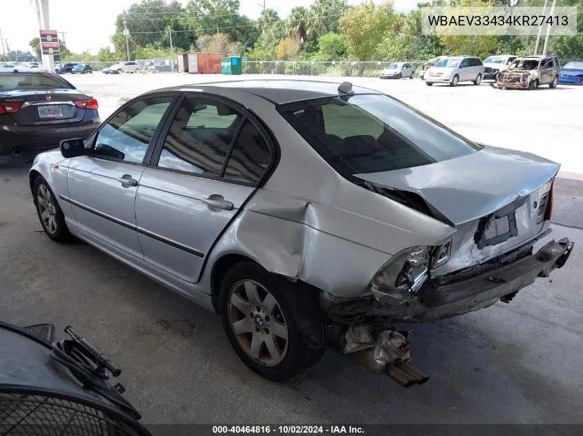 2004 BMW 325I VIN: WBAEV33434KR27413 Lot: 40464816