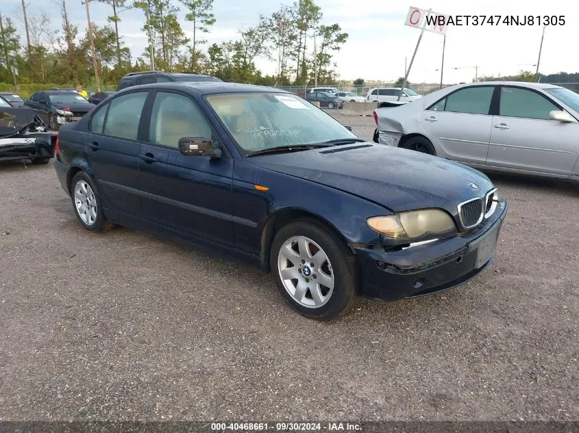 2004 BMW 325I VIN: WBAET37474NJ81305 Lot: 40468661