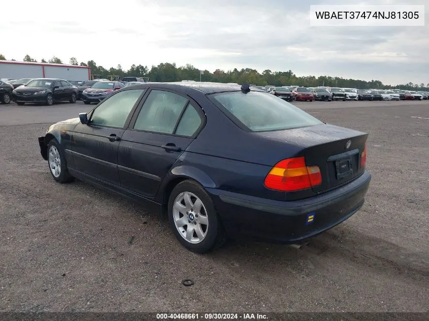 2004 BMW 325I VIN: WBAET37474NJ81305 Lot: 40468661