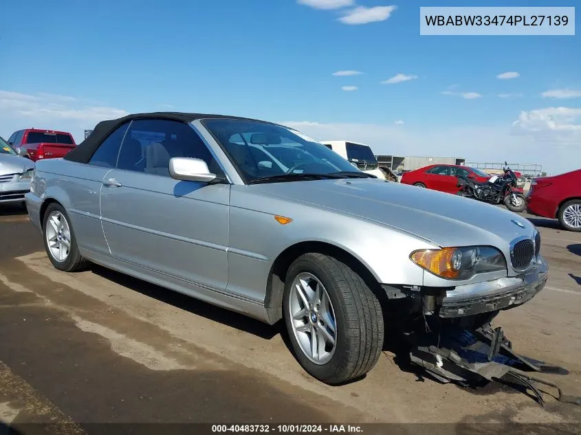 2004 BMW 325Ci VIN: WBABW33474PL27139 Lot: 40483732