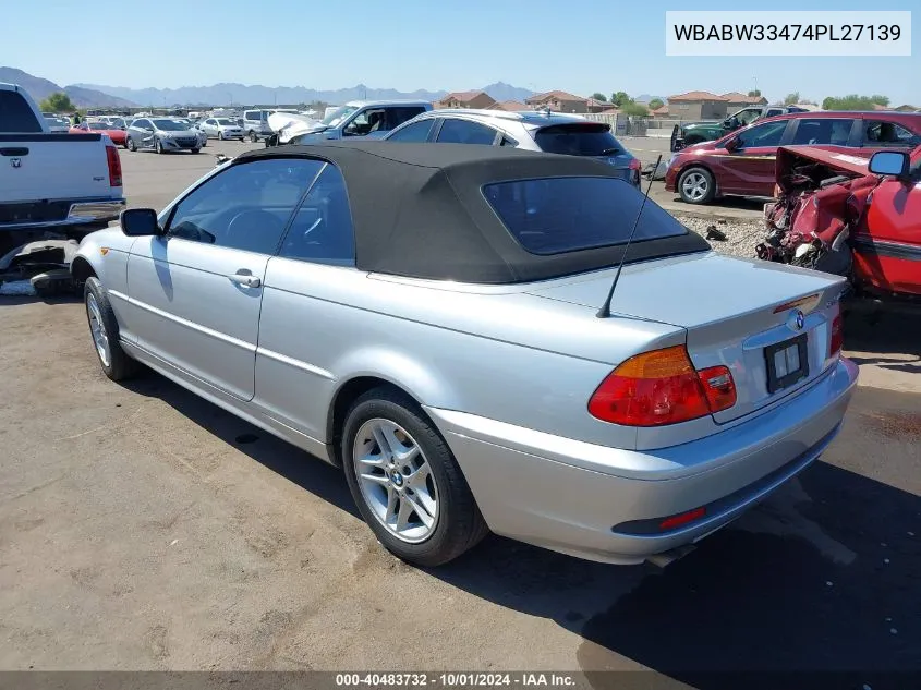 2004 BMW 325Ci VIN: WBABW33474PL27139 Lot: 40483732