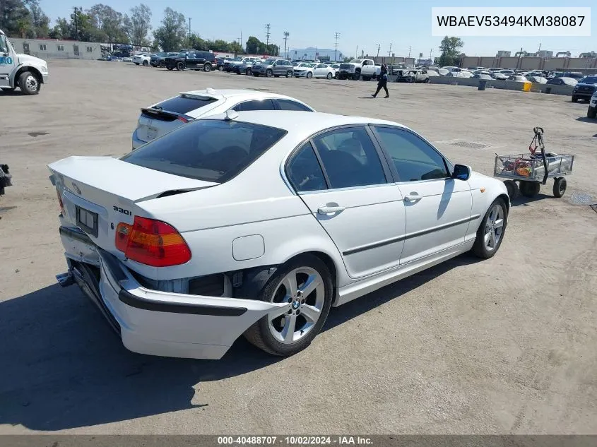 2004 BMW 330I VIN: WBAEV53494KM38087 Lot: 40488707