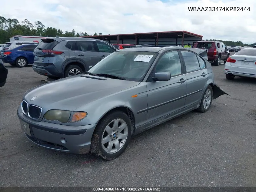 2004 BMW 325I VIN: WBAAZ33474KP82444 Lot: 40496074