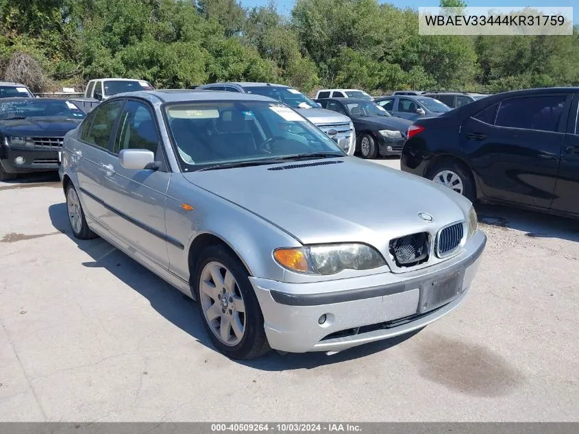 2004 BMW 325I VIN: WBAEV33444KR31759 Lot: 40509264