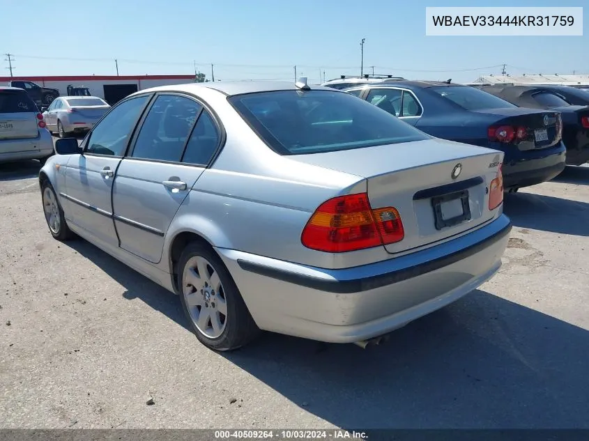 2004 BMW 325I VIN: WBAEV33444KR31759 Lot: 40509264