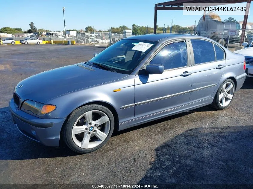 2004 BMW 325I VIN: WBAEV33444KL62489 Lot: 40587773