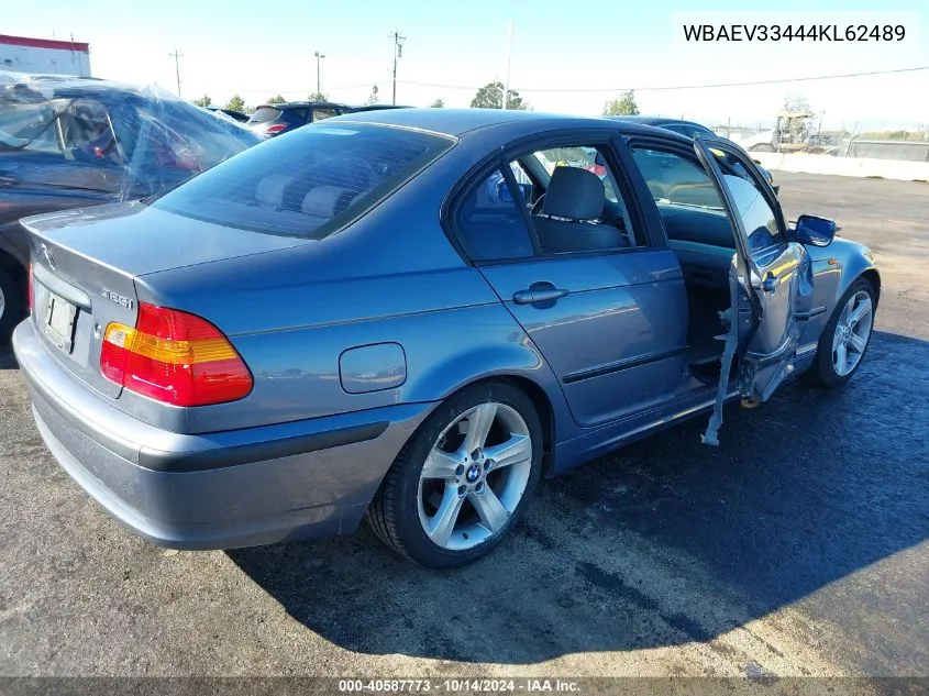 2004 BMW 325I VIN: WBAEV33444KL62489 Lot: 40587773