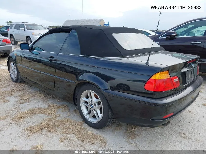 2004 BMW 325 Ci VIN: WBABW33414PL25483 Lot: 40604293