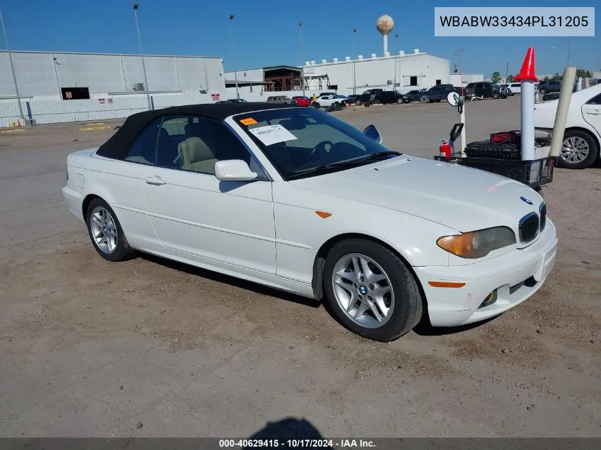 2004 BMW 325Ci VIN: WBABW33434PL31205 Lot: 40629415