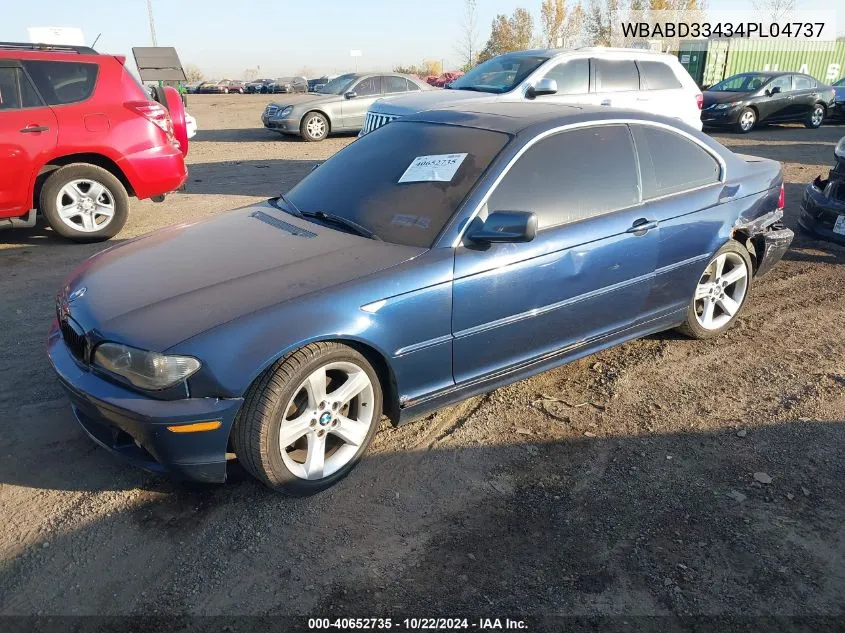 2004 BMW 325Ci VIN: WBABD33434PL04737 Lot: 40652735