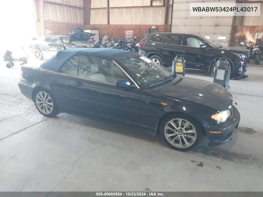 2004 BMW 330Ci VIN: WBABW53424PL43017 Lot: 40680554