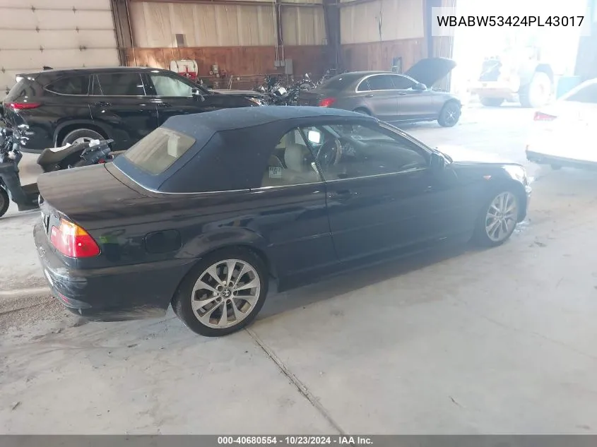 2004 BMW 330Ci VIN: WBABW53424PL43017 Lot: 40680554