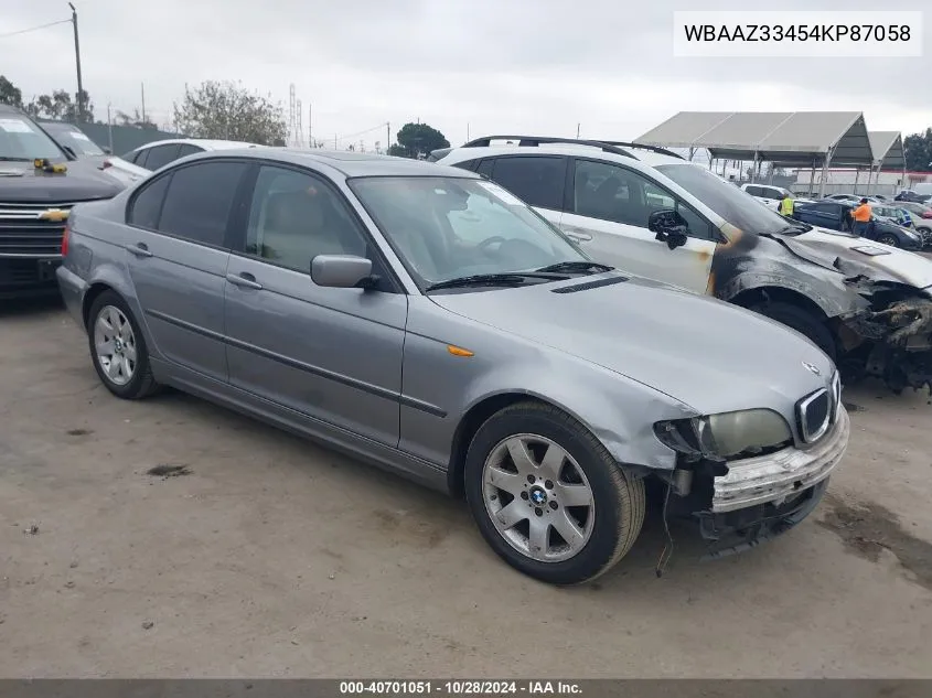 2004 BMW 325I VIN: WBAAZ33454KP87058 Lot: 40701051