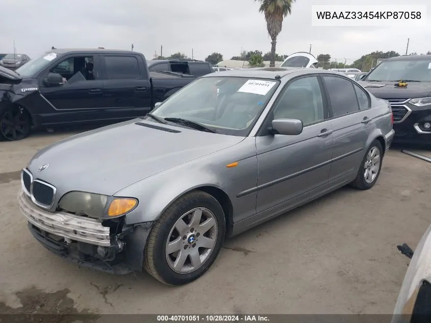 2004 BMW 325I VIN: WBAAZ33454KP87058 Lot: 40701051