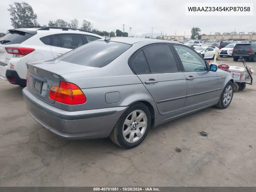 2004 BMW 325I VIN: WBAAZ33454KP87058 Lot: 40701051