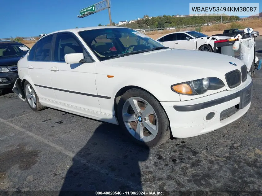 2004 BMW 330I VIN: WBAEV53494KM38087 Lot: 40820546