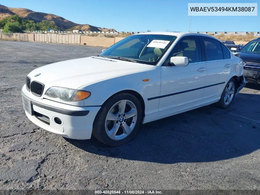 2004 BMW 330I VIN: WBAEV53494KM38087 Lot: 40820546