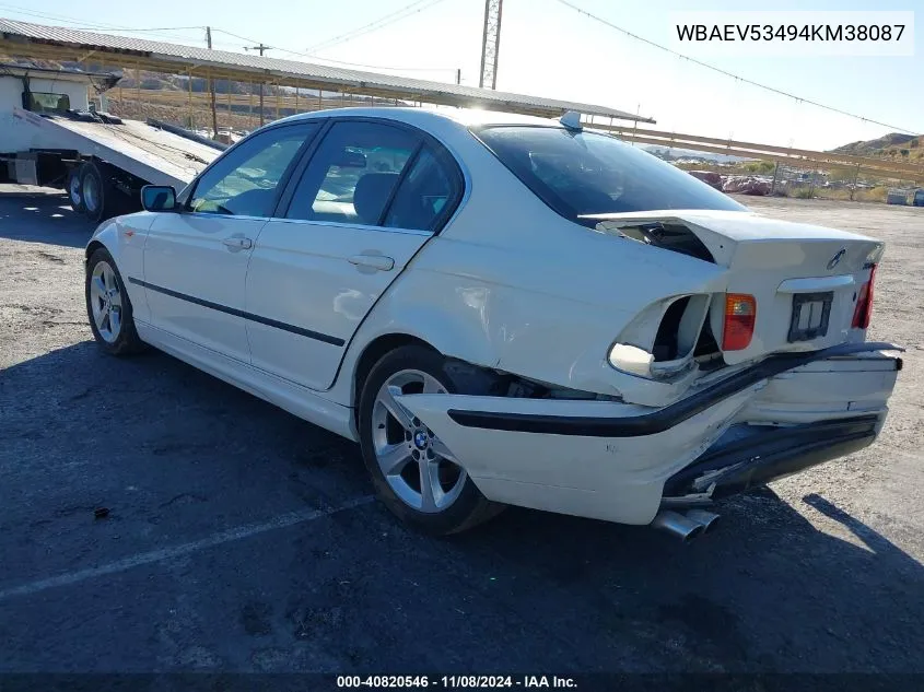 2004 BMW 330I VIN: WBAEV53494KM38087 Lot: 40820546