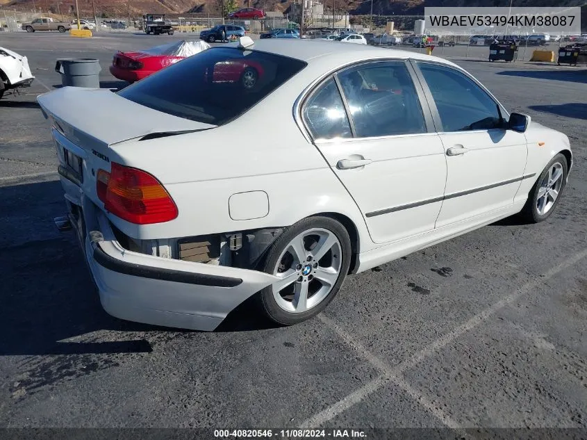 2004 BMW 330I VIN: WBAEV53494KM38087 Lot: 40820546