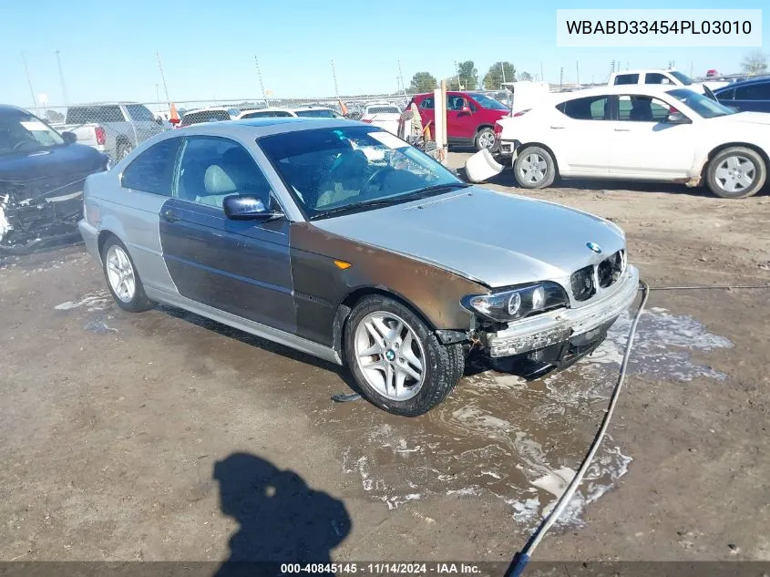 2004 BMW 325Ci VIN: WBABD33454PL03010 Lot: 40845145